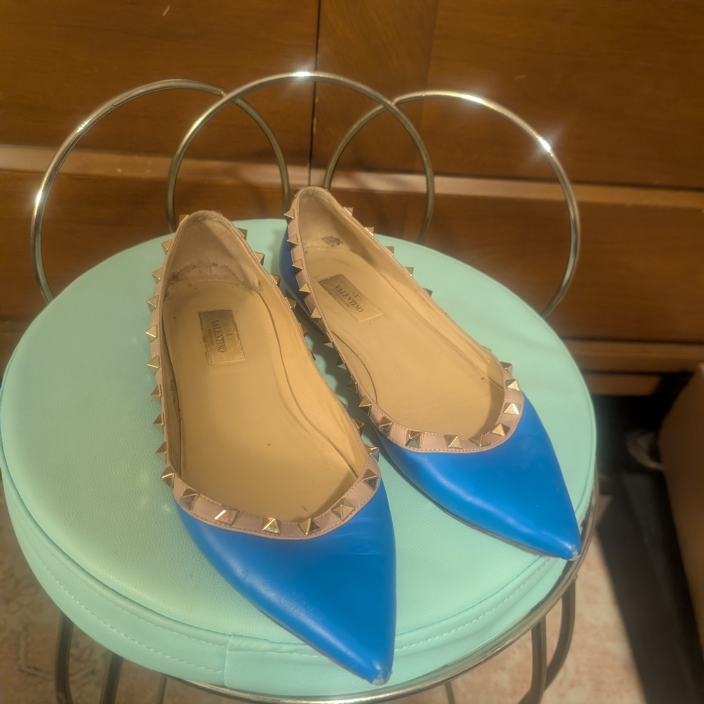 Valentino Blue Studded Women's Flats 38.5